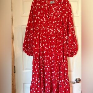 Red Floral 2 piece Dress